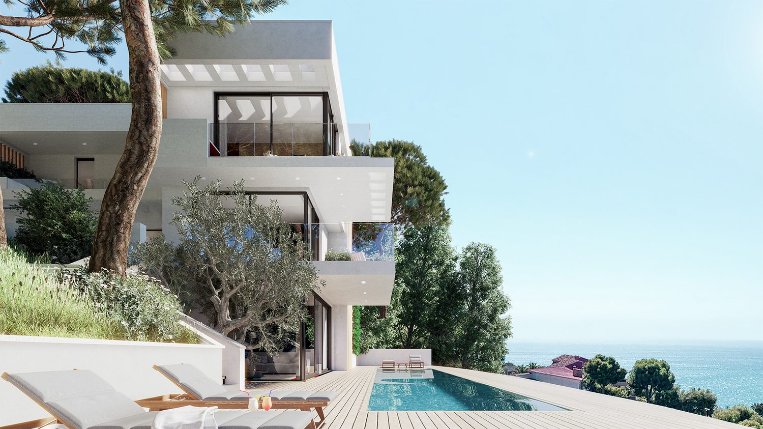 Fachada principal, escalonamiento que organiza las piezas.