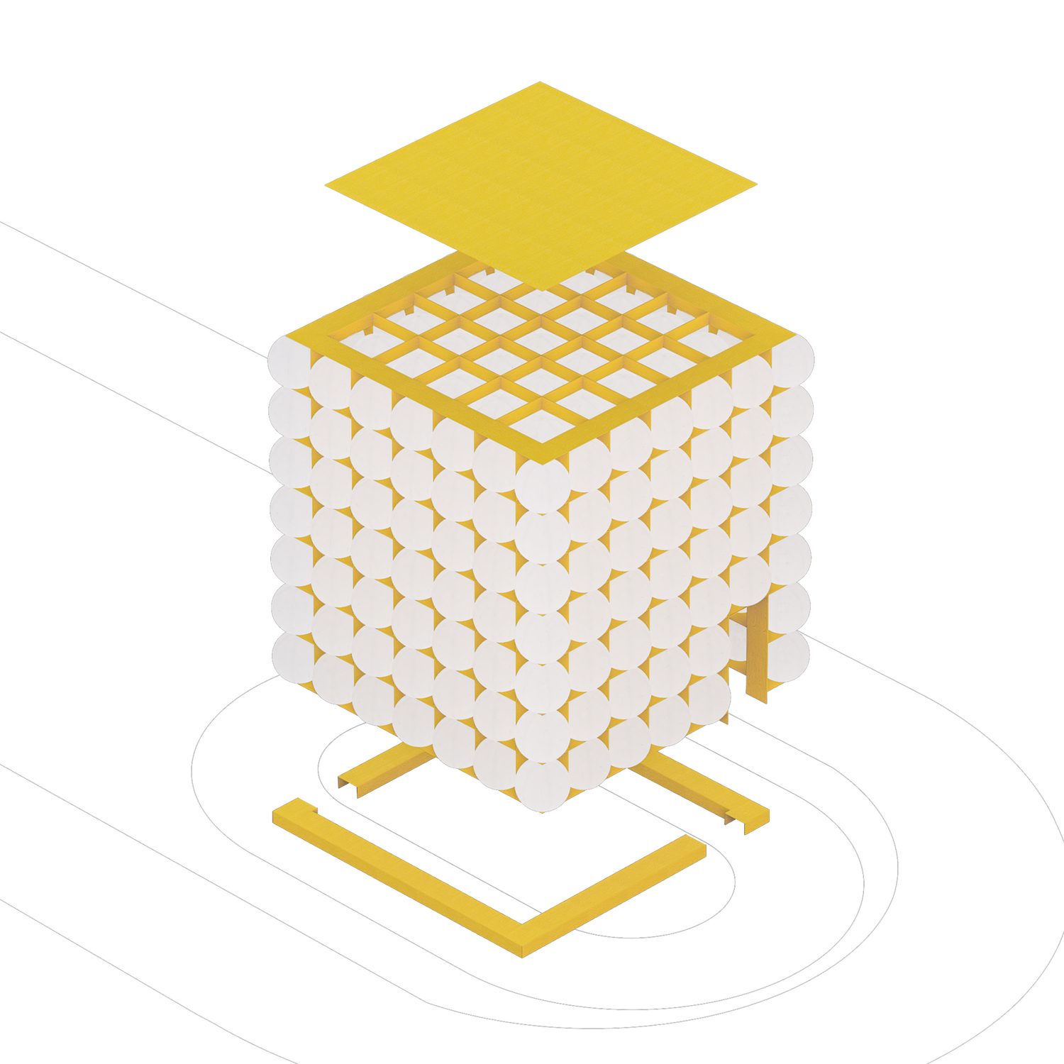 El pabellón encendido al anochecer: baliza urbana.